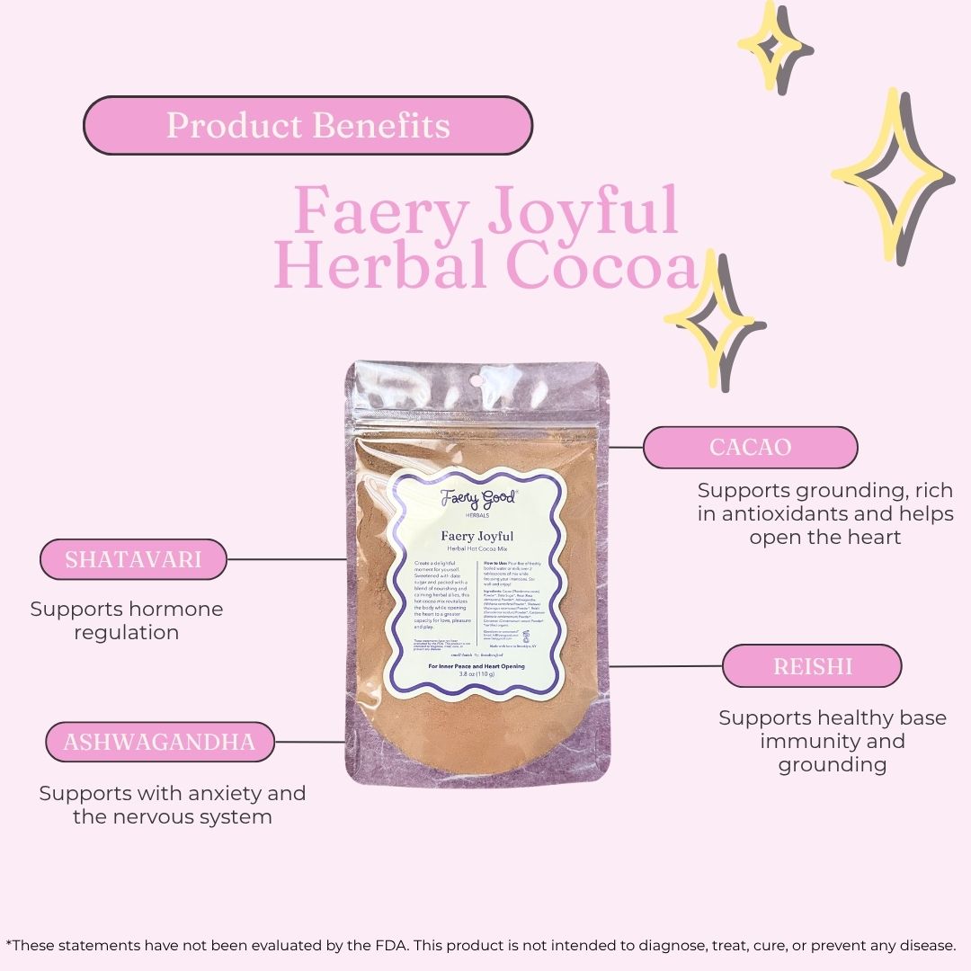Faery Joyful | Herbal Hot Cocoa Mix for Inner Peace and Heart Opening